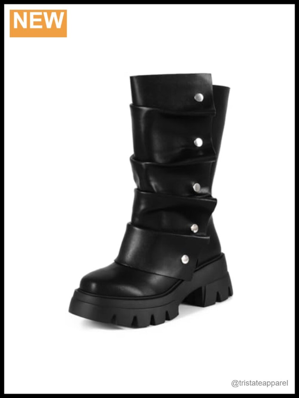 Mid Calf Slouchy Platform Pull On Boots